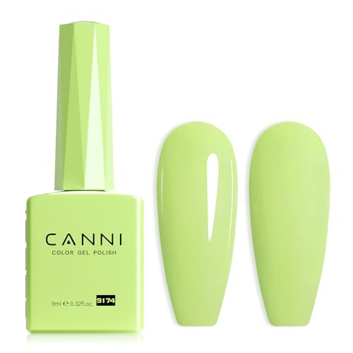 Image of CANNI Lime Green Gel Nail Polish, 1Pcs Light Pastel Green Sage Gel Polish Mint Color Soak Off U V Nail Manicure Salon DIY at Home