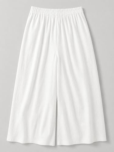 Image of Womanista Cotton Linen Flared Palazzo Pants for Woman | Wide Leg Casual Trousers with Pockets | Loose fit Plazo Pants for Women | High Waist Office wear (Available in Plus Sizes)