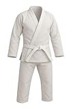 Premium Jiu Jitsu Gi – Lightweight 450 GSM Pearl-Weave BJJ Kimono, Durable Training & Competition Martial Arts Uniform, Mens BJJ Gi Set with Ripstop Pants & Free white belt (White, A1) - Image 1