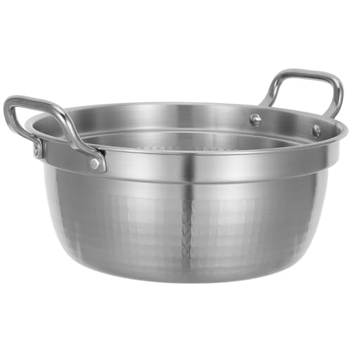 KALLORY Cacerola de Acero Inoxidable 21 Cm con Asas Dobles, Olla para Cocinar en Inducción y Estufa, Apta para Sopa y Fideos, Olla Multiusos para Cocina Doméstica y Restaurantes