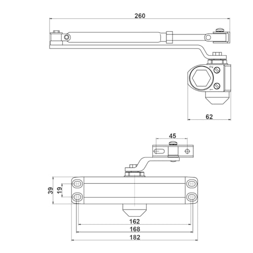 Door Closer for Doors LINCE Force 2-3 for 40-60 Kilos Silver, Certified to UNE-EN1154 Standard, Not Suitable for RF Doors - Image 4