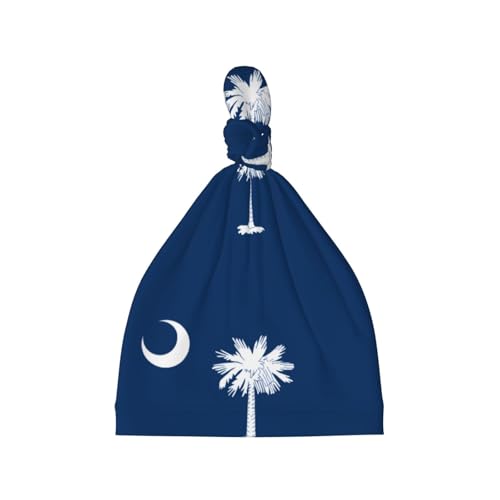 Baby Beanie South Carolina Flag Knotted Hat - Soft, Warm, Comfortable, Headwear for Newborns, 0-6 Months Black