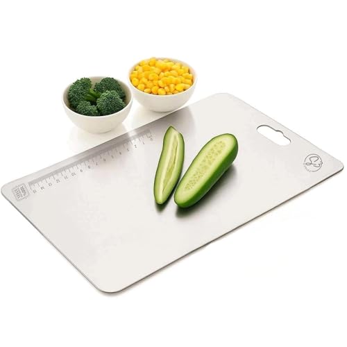 Image of S3RISE™ Premium 304 Stainless Steel Chopping Board – Large Rust-Free Cutting Board & Chopper Board for Kitchen Use | Durable Cutter Board for Meat, Vegetables & Fruits (35.5 x 25 cm)