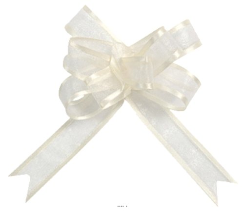 Artificielles.com - Noeuds Automatiques x5 en Organdi Ivoire largeur 20mm D11cm TOP - couleur: Crème