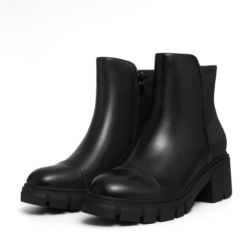 Athlefit Women's Ankle Boots Platform Lug Sole Chunky Heel Chelsea Booties with Side Zipper3