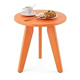 Homenjoy Outdoor Side Table, HDPE Outdoor Table, Small Round Side Table Weather-Resistant, Outdoor Side Tables for Patio, Porch, Deck, End Table for Plant Stand, Living Room, Bedroom, Orange