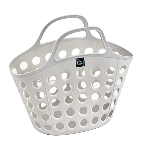 お風呂 カゴ 持ち運び バスバスケット 折りたたみ 手提げ バスケット シャンプー入れ 買い物かご 便利な収納 おしゃれ 小物収納 かご 多機能 水切り 温泉ポーチ スパバッグ バス用品収納 (グレー)