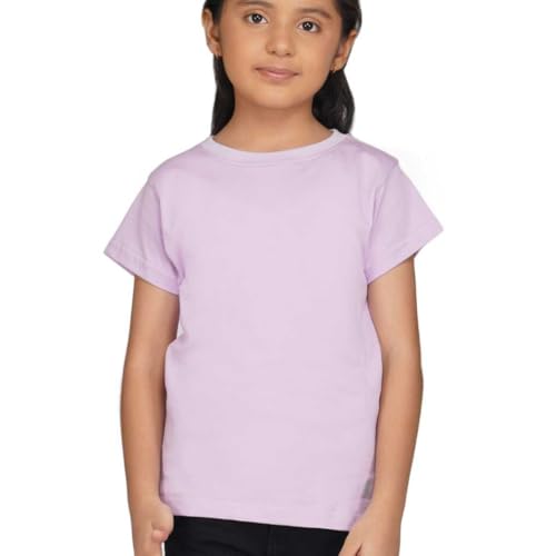 Image of Kids Round Neck Girls Tshirt | Short Sleeves | Natural Organic 100% Cotton Soft Comfortable Fabric | Plain Color Original Branded Half Sleeve | School t-Shirt for Girl Kid | Sleepwear Everyday Casual