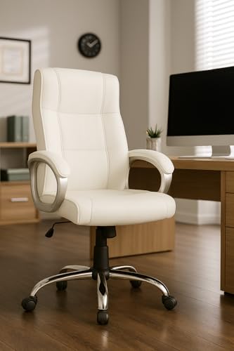 Image of Prestige Premium Leatherette Executive Chair | High Back Ergonomic Office Chair for Work from Home & Office | Height Adjustable, 360 Swivel, 135 Tilt, Chrome Base (1 Pc)