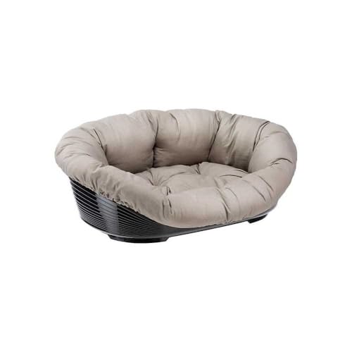 Ferplast Cuccia Cane e Gatto con Cuscino SOFA' 6 in Cotone Lavabile, Lettino per Cani GattiCesta in Plastica, Fondo Forato e Poggiamento, Antiscivolo, 73 x 55 x h 27 cm, Tortora