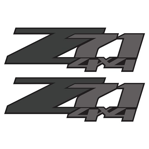 Image of GOLD HOOK Z71 4x4 Decals Compatible with Chevy Silverado GMC Sierra - F (2007-2013) Bed Side 1500 2500 HD, Set of 2, Premium Series (Charcoal Metallic Finish)