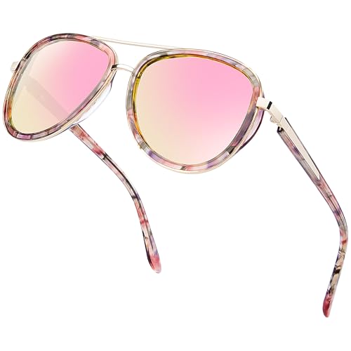 Image of Bircenpro Polarised Sunglasses for Women : UV Protection Acetate Square Sunglass With Retro Classic Style
