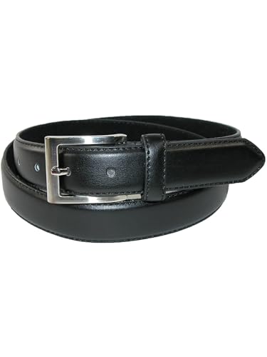 CTM Men's Leather 1 1/8 Inch Basic Dress Belt with Silver Buckle3