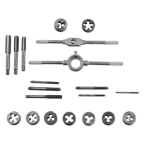Lbvzxkad 20 Piezas Juego de Machos y Matrices Manuales Métricos, Tapones de Rosca de Tornillo M3-M12, Herramientas de Escariador Cónico Recto