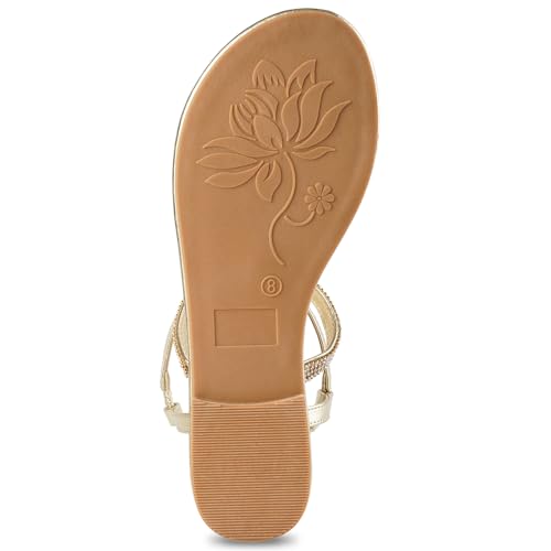 Harvest Land Women's Sandals Dressy T Strap with Rhinestone Sparkly Wedding Flat Sandals Ankle Strap Summer Gladiator Fashion Shoes4