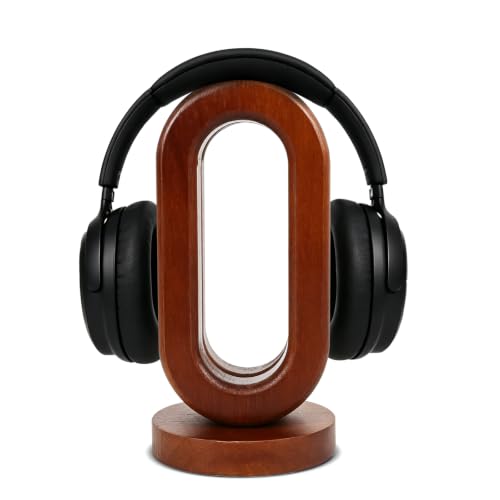 Wooden Headphone Stand for Desk, Solid Wood Headset Holder