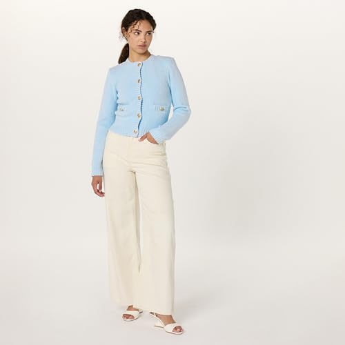 Image of The Drop Womens Janice Gold Button Fitted Sweater Cardigan