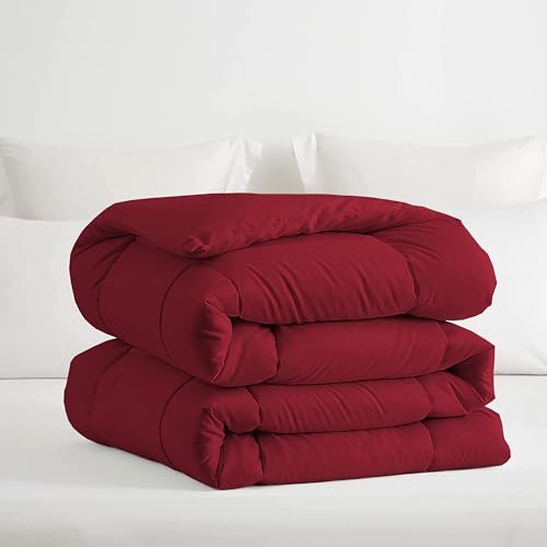 Image of Restful Sleep All Weather Comforter Single Bed Size - Dohar /Rajai /Blanket /Duvet -250 GSM Quilt Soft Microfiber Fill Single Size (60 inchX90 inch) - Burgundy Color
