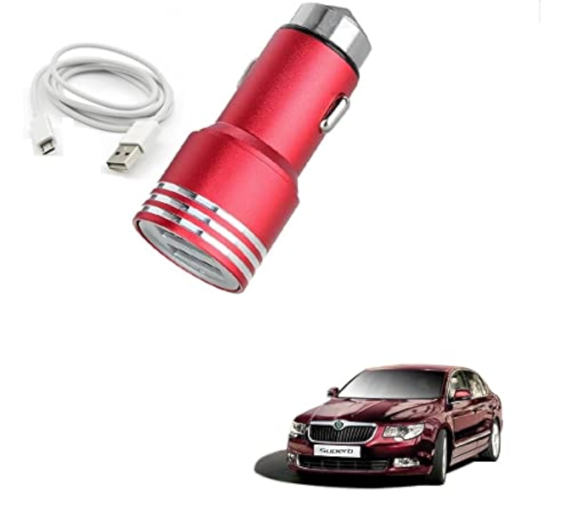 3.1 Amp Dual USB Car Charger with Micro USB Cable