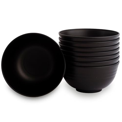 Nook Theory - Nook Theory Reusable Wheat Straw Bowls 8 Pcs - 26 Oz Cereal Bowl, Non-Toxic Kids and Toddler Bowl, Microwavable, Dishwasher Safe and Unbreakable Dinnerware (Noir)