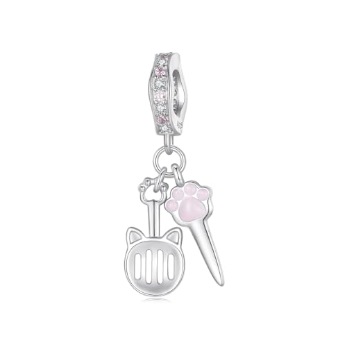 Dijes colgantes plata ley 925 forma equipo mascotas color rosa pulseras collares cumpleaños mujer