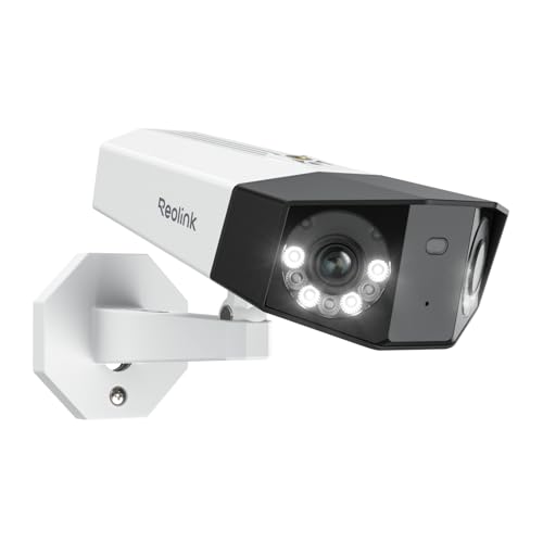 Reolink PoE 4K Telecamera Esterno a Doppio Obiettivo, Grandangolo 180°, Rilevamento Uomo/Veicolo/Animale, Audio Bidirezionale, Visione Notturna a Colori 30 metri, Videocamera Sorveglianza, Duo 2 PoE