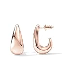 PAVOI 14K Gold Plated 925 Sterling Silver Post Statement Huggie Earrings | Rose Gold Dome Hoop Earrings for Women