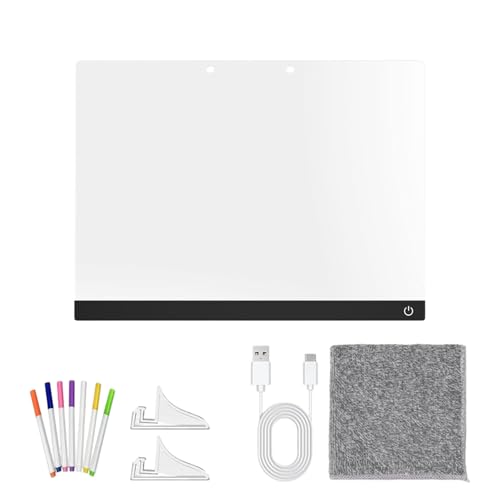 Tableau de dessin LED coloré en acrylique effaçable avec 7 stylos et support pour bureau