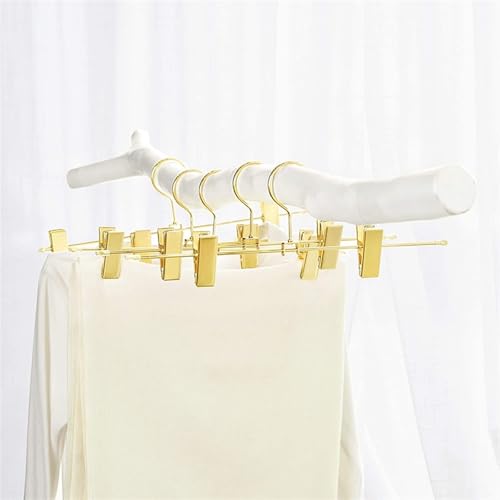 Percha de metal para pantalones que ahorra espacio con clips antideslizantes, perfecta para pantalones, faldas, jeans, pantalones cortos y ropa de niños, organizador de ropa de interior y tendedero