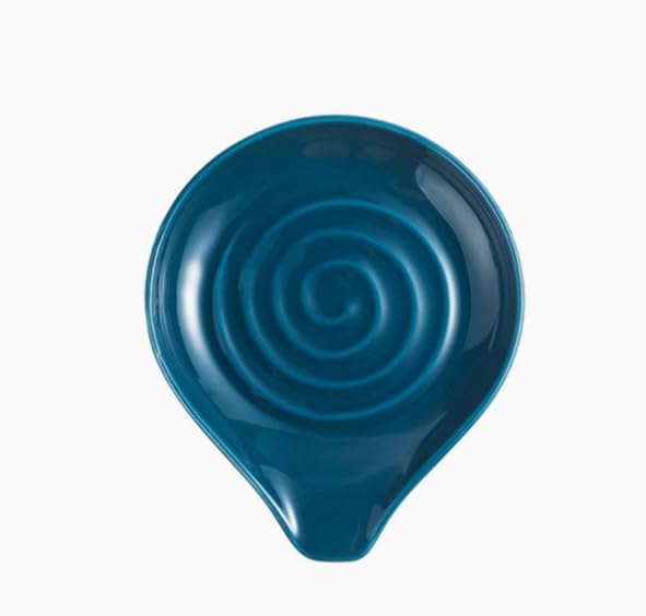 Juego de 4 soportes de cerámica para cucharas, patrón de espiral de esmalte reactivo de 5 pulgadas, soporte de utensilios resistente al calor para estufa, apto para lavavajillas, decoración de