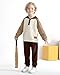 VEGGIEDOT Toddler Baby Boy Clothes 18-24 Months Boy Fall Winter Outfits Grey Brown Sweatshirt Fashion Color Block Pants Set for Toddler Boys