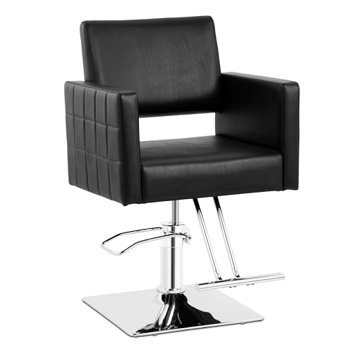 Physa Sillón de Peluquería Ribbleton con Reposapiés Altura del Asiento 45-55 cm hasta 150 kg Negro Sillón de barbería Silla de peluquería Sillón de barbero