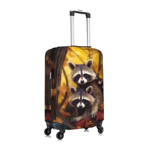 Cute Raccoon Travel Luggage Cover Fits 18/24/28/32 Inch Luggage, Washable Suitcase Cover Protector with Concealed Zipper for Wheeled Suitcase Tsa Approved3