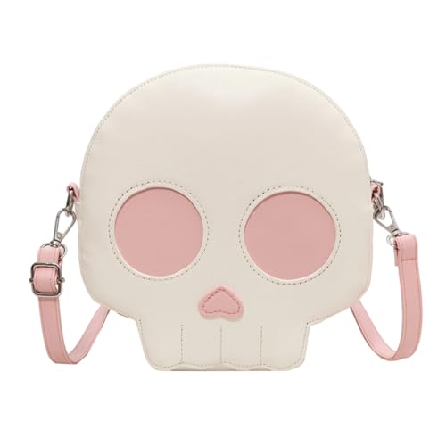 Petit sac à bandoulière en cuir souple pour femme au motif tête de mort