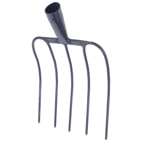 jojofuny Forca per Letame in Ferro Resistente Forcone Agricolo Multifunzionale per Erba Utensile Portatile per Manutenzione Prati e Uso Rurale