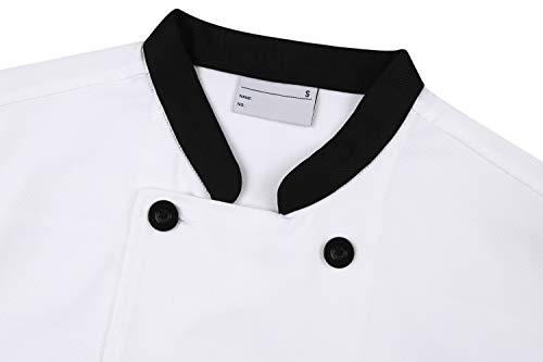 最安値 コックコート おしゃれ ホワイト 七分袖 料理 シェフ制服 男女性用 白身黒襟 1551 の価格比較