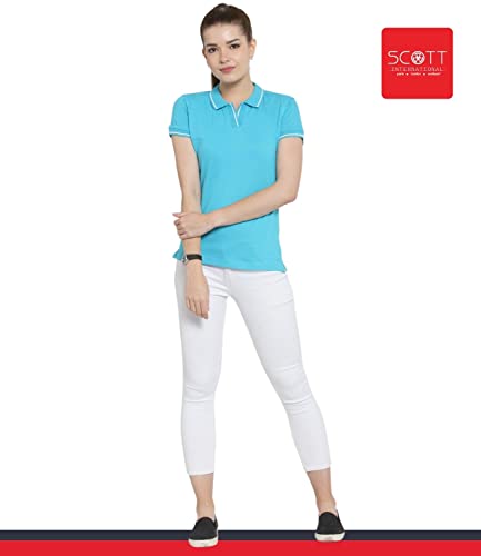 Image of Scott International Women's Regular Fit 100% Pure Organic Cotton Polo T-Shirt | Womens Polo Collar Neck T-Shirt | Cotton Plain Polo Neck Half Sleeve T-Shirt | Tshirts for Women