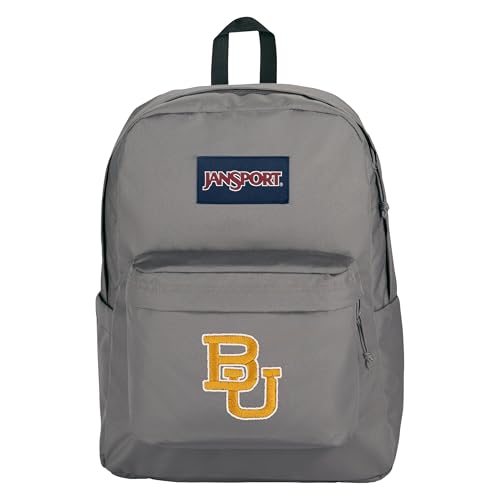 Image of JanSport NCAA Officially Licensed Backpack, Baylor Bears, Superbreak Plus with Padded 15'' Laptop Sleeve, Spacious Computer Bag for Men & Women, Durable Daypack with Bottle Pocket, Graphite Grey