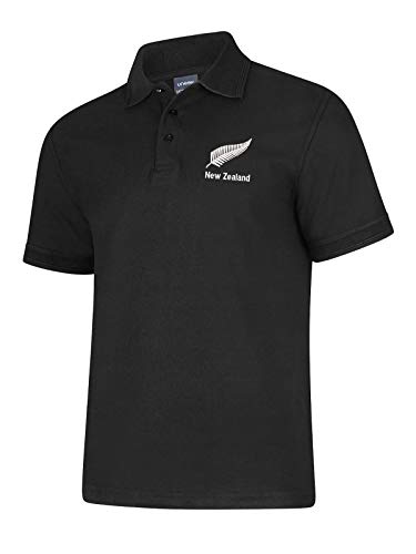 Polo con design neozelandese, unisex, colore nero, taglie da XS a 8XL, Nero , 3XL