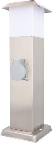 UNITEC Edelstahlsäule mit 2 Steckdosen & Lampe ohne Kabel...