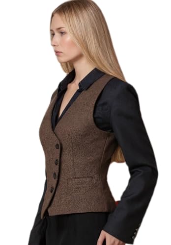 Women's Suit Vest Herringbone Tweed Work Wear Slim Fit Waistcoat Lady Sleeveless Jacket2