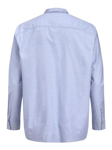 JACK & JONES Herren Einfarbiges Plus Size Hemd Basic Übergrößen Langarm Shirt Uni Business JJEOXFORD, Cashmere Blue , XXL – Ansicht 4