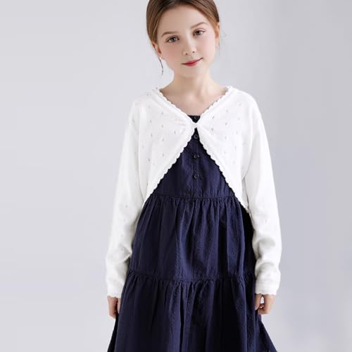 Girls Cardigan, Girls Bolero Shrug Sweater, Kids Knit Hollow Out Long Sleeve, Button Cover Up Cropped Tops2