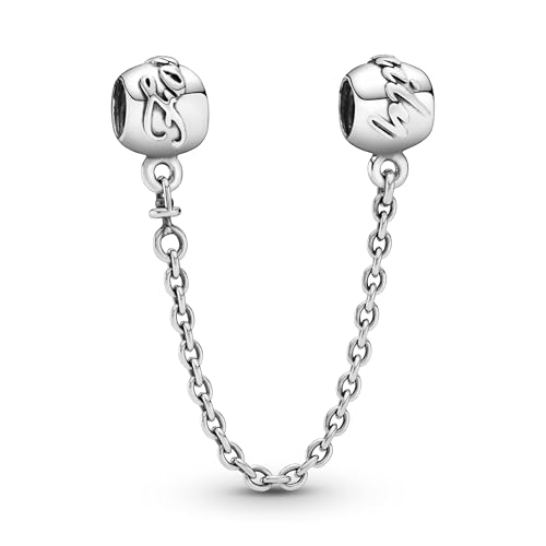 PANDORA Moments Womens Sterling Silver Family Forever Safety Chain Charm for Bracelet With Gift Box