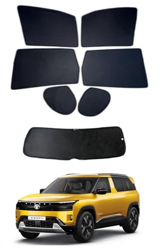 Image of Premium Car Sunshade Fix Type Non-Magnetic Curtain with Rear Dicky Curtain Set of 7pc for New Tata Sierra 2025