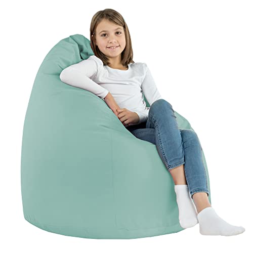 Italpouf Puff Pera XL Juvenil , para ninos y Adultos , Relleno Incluido , Interior , Bolsa de Frijoles , Sillón , Cubierta removible , Certificado , Menta Cover
