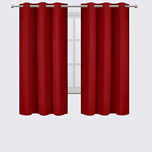 Image of LEMOMO Red Blackout Curtains 40 x 63 Inch Length /Set of 2 Curtain Panels /Thermal Insulated Room Darkening Blackout Curtains for Bedroom