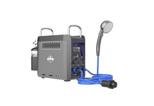 Hike Crew Propane Water Heater & Shower Pump | Rechargeable Portable Outdoor Water System w/Shower Head Attachment for Instant Hot Water While Camping, Hiking, Glamping & Vacationing