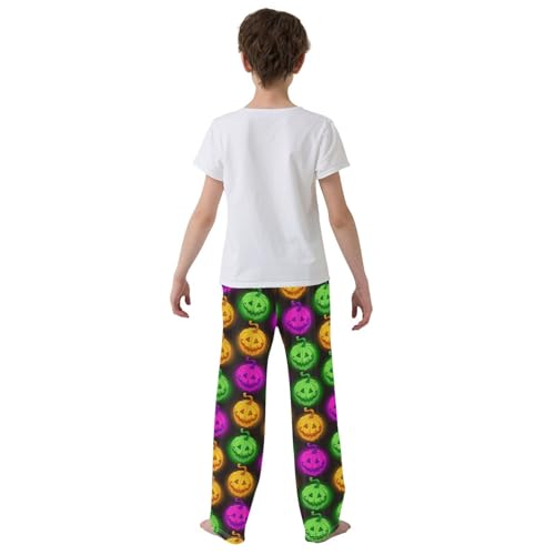 Colorful Pumpkin Pattern Boys Long Pants Soft Trousers Elastic Waist Kids Lounge Bottoms with Pockets S-XL3