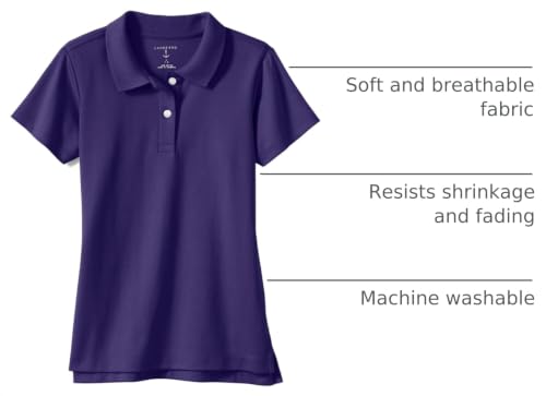 Image of Lands' End School Uniform Girls Short Sleeve Feminine Fit Interlock Polo Shirt